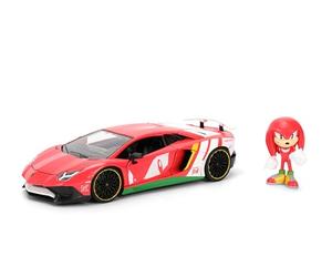 Jada Toys Sonic Auto Lamborghini Aventador SV (19 cm) con Figura de Knuckles (7 cm) - Modelo de Coche con Piezas para Abrir, Juego de Juguetes de Metal para Fans y niños a Partir de 8 años