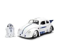 Jada Toys Star Wars Coche R2-D2 VW Drag Beetle (Aprox. 19 cm) - Modelo de Coche de Metal a Escala 1:24 con Figura Die-Cast, Puertas, capó y Maletero para Abrir