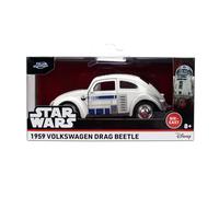 Jada Toys Star Wars Coche VW Escarabajo R2-D2 (Aprox. 13,5 cm) - 1959 Volkswagen Beetle de Metal a Escala 1:32 con Puertas para Abrir, vehículo de colección para niños y Aficionados al Cine a Partir