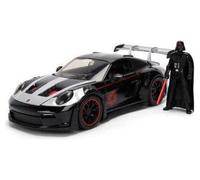 Jada Toys Star Wars Darth Vader Porsche 911 GT3 RS Die-Cast Auto 1:24 con Figura, Puertas y capó para Abrir, piñón Libre, 19 cm, Color Negro
