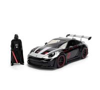 Jada Toys Star Wars Darth Vader Porsche 911 GT3 RS Die-Cast Auto 1:24 con Figura, Puertas y capó para Abrir, piñón Libre, 19 cm, Color Negro