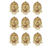 Jadai - Broche para el pelo chapado en oro antiguo del sur de la India, joyería para el pelo Choti Jadai Billai, broche para el pelo con gancho, templo Jadai, joyería nupcial (diseño 02, rojo)