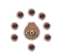 Jadai - Horquilla de compromiso tradicional para el pelo, joyería Choti Jadai Billai, decoración para el pelo, broche de pelo con gancho, joyería nupcial para mujer, 9 piezas