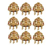 Jadai - Horquilla para el pelo chapada en oro del sur de la India, joyería antigua Choti Jadai Billai, broche para el pelo con gancho templo Jadai joyería nupcial (9 piezas) (diseño 03, rojo verde)