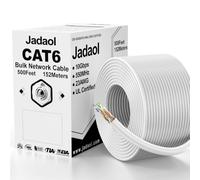 Jadaol Cable Ethernet a granel Cat6 de 23 AWG 10 Gbps PoE++ de 500 pies | Cable Ethernet a granel CMR Riser Riser de cobre desnudo, U/UTP sólido, Cat 6 para uso comercial, oficina