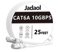 Jadaol Cable Ethernet Cat6a de 50 pies, 10 Gbps 550 MHz, cable LAN RJ45 de cobre puro de alta velocidad, cable de conexión de red de Internet flexible sin enganches para router, módem, interruptor
