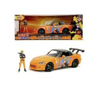 Jada Toys Naruto Auto Honda S2000 2001 (20 cm) con Figura Naruto Shippuden (7 cm) - Modelo de Coche con Piezas para Abrir, Juego de Juguetes de Metal para Fans y coleccionistas a Partir de 8 años
