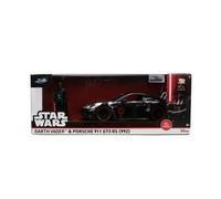 Jada Toys Star Wars Darth Vader Porsche 911 GT3 RS Die-Cast Auto 1:24 con Figura, Puertas y capó para Abrir, piñón Libre, 19 cm, Color Negro