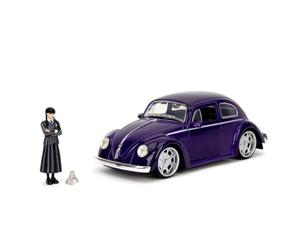 JadaVW Escarabajo 1972 de Miércoles Addams, Metálico, Escala 1:24 con la Figura de Miércoles y Cosa en el Parachoques, Adecuado a Partir de 8 años (253255076)
