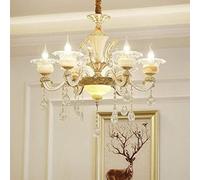 Jade Aleación de Zinc Cristal Europeo Flor de Sol Decoración de Sala de Estar Lámpara de Cristal Led de 6 Luces, E14 * 6, Sala de Estar, Pasillo, Dormitorio