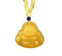 Jade Buddha Pendant Necklace for Women Men Natural Crystal Gemstone Lucky Amulet Jewelry (Color : Red)