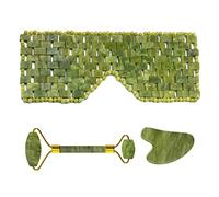 Jade Cooling Sleep Mask Para Masaje Facial De Ojos Piedra Natural Jade Roller Gouache Scraper Massager Roller Set Jade Eye Mask,Juego De 3 Máscaras A.