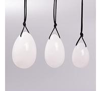 Jade Egg Yoni Gift Boxes Set Natural Stone White Jade Eggs Drill Massage Crystal Ball Kegel Exercise, 3 Pcs
