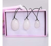 Jade Egg Yoni Gift Boxes Set Natural Stone White Jade Eggs Drill Massage Crystal Ball Kegel Exercise, 3 Pcs And Box