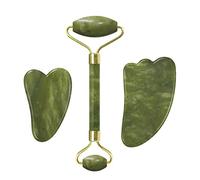 Jade Face Roller Gua Sha Masajeador Facial 100% Piedra Real Natural Gouache Rascador Cara Herramientas De Masaje Para La Piel,Juego De Rodillos De Masaje K