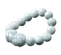 Jade Feng Shui de Riqueza Prosperidad Espiritual Piyao Stretch Bangle Talisman 13 mm Myanmar FEI Cui Jade Talisman Stone Atraer Buena Suerte Tranquilidad/1987 de 1987
