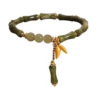 Jade Feng Shui Riqueza Aventurina Verde Jade Brazalete con Cuentas GoldFilled Hoja de Plata Pura Chakra Cristal Antiguo Prosperidad Tranquilidad Dinero/2077