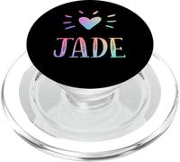 Jade Gift Heart Rainbow Acuarela Amor Corazón Nombre Jade PopSockets PopGrip para MagSafe