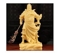 Jade Guan Gong Ornament Wuguan Erye Guan Yu God Statue Buddha Statue,Feng Shui Wealth Luck Prosperity Protection Home Decor Sculpture Gift Collection(Yellow-16In)