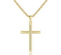 JADE KOS Collar de cruz para hombre, cadena de oro de 14 quilates con cadena de giro de 3,5 mm, poder de minimalismo, collar con colgante de cruz de 50,8 cm, 50,8 cm, 51 cm, Oro, No es una piedra