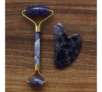 Jade Natural, Masajeador Con Raspador Guasha, Juego De Rodillos Para El Cuello, Espalda, Cuerpo, Terapia Gua Sha, Masaje Facial, Tabla De Gouache Para El Cuidado De La Piel,Conjunto A