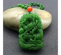jade necklace women,Colgante de dragón de jade verde natural, collar de cuentas, joyería con dijes, accesorios de moda, amuleto de la suerte tallado a mano for hombre, cadena de suéter