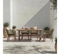 Jade-nova conjunto de mesa rectangular 160x90 cm y 4 sillas verde de jardín de madera maciza de acacia