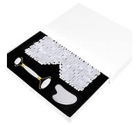 Jade Roller Gouache Scraper Masaje Facial Mascarilla Para Dormir Natural Real Stone Facial Gua Sha Masajeador,3 En 1-Pu Con Caja-A