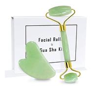 Jade Roller, rodillo facial masajeador Gua Sha, juego de piedras gua sha, rodillo de cuarzo, masaje facial, rodillo de jade natural, herramienta para el cuidado de la piel