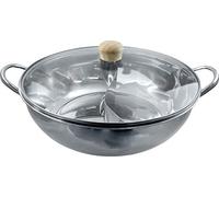 JADE TEMPLE - Hot Pot Wok de acero inoxidable con tapa, 34 cm de diámetro