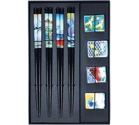 JADE TEMPLE Juego de palillos con bancos de cerámica para 4 personas, 1 juego