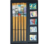 JADE TEMPLE Juego de palillos con bancos de cerámica para 5 personas, 1 juego