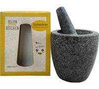 JADE TEMPLE - Kit de mortero de piedra con maja, granito macizo con 12 cm de diámetro y 12 cm de altura