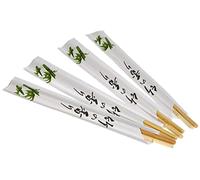 JADE TEMPLE Palillos Chinos de Bambú en Funda de Papel, Descartables, 21 cm, Marrón, 100 Unidades