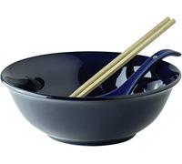 JADE TEMPLE Tazón de estilo oriental para sopa, con cuchara y palillos