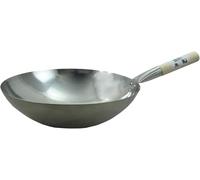 JADE TEMPLE Wok de acero inoxidable, base redonda, diámetro: 35 cm, color plateado