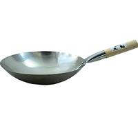 JADE TEMPLE - Wok de acero inoxidable con base redonda de 30 cm de diámetro y mango de madera