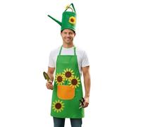 JadeLink Disfraz de Carnaval Delantal de Jardinero y Bolso Regadera Sombrero de Jardinero, Con Aplicaciones de Girasoles para Mujeres y Hombres, Accesorios para Disfraces de Carnaval