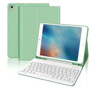 JADEMALL Funda con Teclado para iPad 6a Generación 9.7", Teclado Bluetooth Desmontable con Funda y Portalápices para iPad 6a Gen 2018/5a Gen 2017/iPad Pro 9.7 2016/iPad Air 2/iPad Air 1, Verde Claro