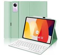 JADEMALL Funda con Teclado para Xiaomi Redmi Pad SE 11", Teclado Bluetooth Inalámbrico Desmontable Magnético con Funda Protectora Delgada para Tablet Xiaomi Redmi Pad SE 2023 11 Pulgadas, Verde Claro