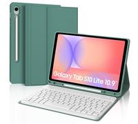 JADEMALL Funda para Samsung Galaxy Tab S10 Lite con teclado compatible con S10 Lite SM-X400/X406B & S10 FE X520/X526B & S9 FE X510/X516B y S9 X710/X716B, teclado Bluetooth alemán QWERTZ, verde oscuro