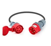 Jadeshay Adaptador Industrial,400V Adaptador CEE Enchufe Industrial 5 Pines con 32A Enchufes Macho + 16A Enchufes Hembra para Caravana,Obra de Construcción,Barco y Autocaravana