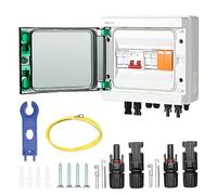 Jadeshay Caja Combinadora Fotovoltaica,DC500V 32A Caja Combinadora Solar con Disyuntor,15A Fusibles y 40KA Protector Sobretensiones IP65 Impermeable para Sistema Panel Solar Fotovoltaico