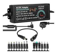 Jadeshay Cargador,120W Cargador Universal Portatil Pantalla LED Digital Alimentación Adaptador Corriente USB Transformador Ajustable con 14 Alimentación Adaptadores,Entrada AC100V-240V Salida DC3V-24V