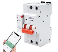 Jadeshay Disyuntor Inteligente WiFi,2P 63A Interruptor Inteligente Rearme Automatico Interruptor Magnetotermico con Protección contra Sobretensión Sobrecarga,WiFi Control Remoto via Tuya o Smart Life