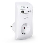 Jadeshay Enchufe Temporizador,0.25 Horas-6 Horas Toma de Corriente Temporizador Indicador LED Enchufe Programador Programable Botón ON/Off para Electrodomésticos con Puerto USB y Type C