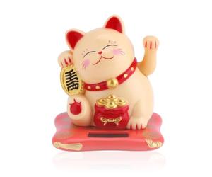 Jadeshay Gato de la Fortuna,Gato de la Suerte Solar Maneki Neko con Brazo Que Agita para Automóviles Oficinas Hogares Escritorios Accesorios Decoración