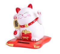 Jadeshay Gato de la Suerte Maneki Neko Gato de Bienvenida Energía Solar con Brazo ondeante para la Home Display Decoración Coche
