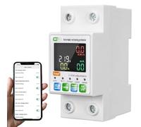 Jadeshay Interruptor Automático WiFi,63A Medidor de Consumo Electrico Monofasico Amperímetro Voltímetro Retroiluminación de Pantalla de Color con Protección contra Sobretensión y Subtensión y Fugas