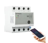Jadeshay Interruptor WiFi,AC220V 63A 4P Disyuntor Inteligente wifi Interruptor de Relé de Temporizador,Interruptor de Control Remoto de Teléfono Móvil de Casa Inteligente 35 mm Carril DIN